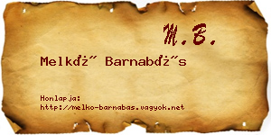 Melkó Barnabás névjegykártya